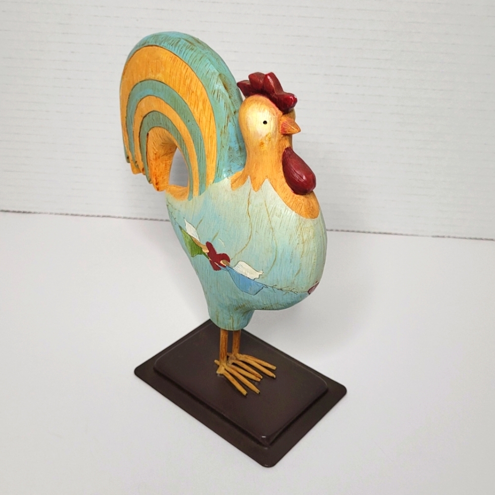 Russ Berrie Rooster Large Hand Painted Farmhouse Chicken Decor 13"